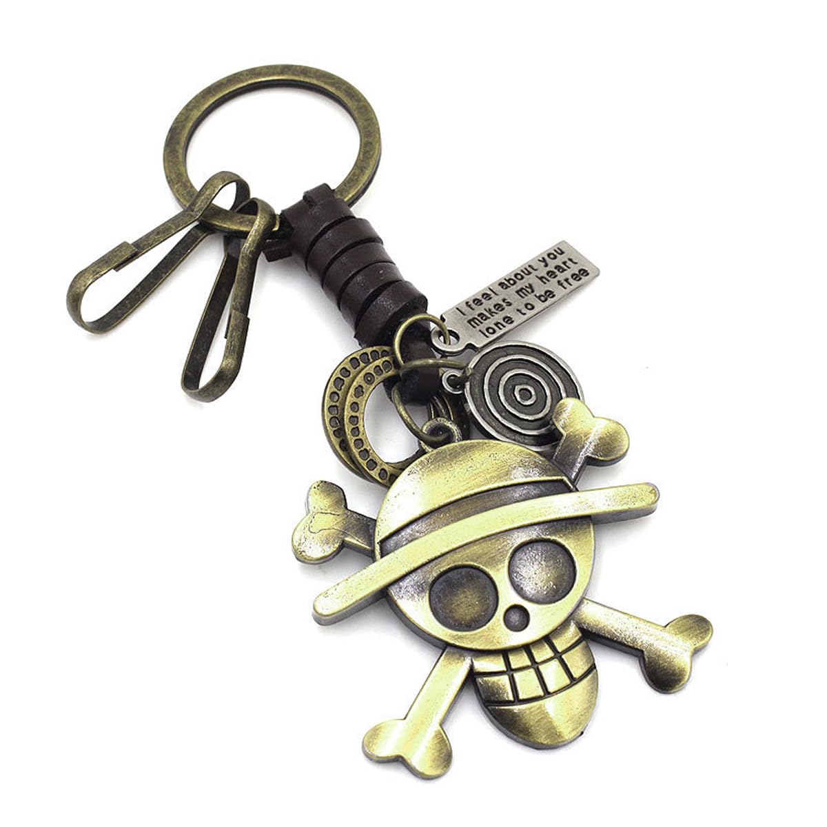 PATPAT One Piece Keychain with Snap Buckles Alloy Jolly Roger Key Chains for Bikes Antique Steampunk Monkey D. Luffy's Jolly Roger Pendent Keychain One Piece Merchandise Gift for Men PATPAT One Piece Keychain with Snap Buckles Alloy Jolly Roger Key Chains for Bikes Antique Steampunk Monkey D. Luffy's Jolly Roger Pendent Keychain One Piece Merchandise Gift for Men
